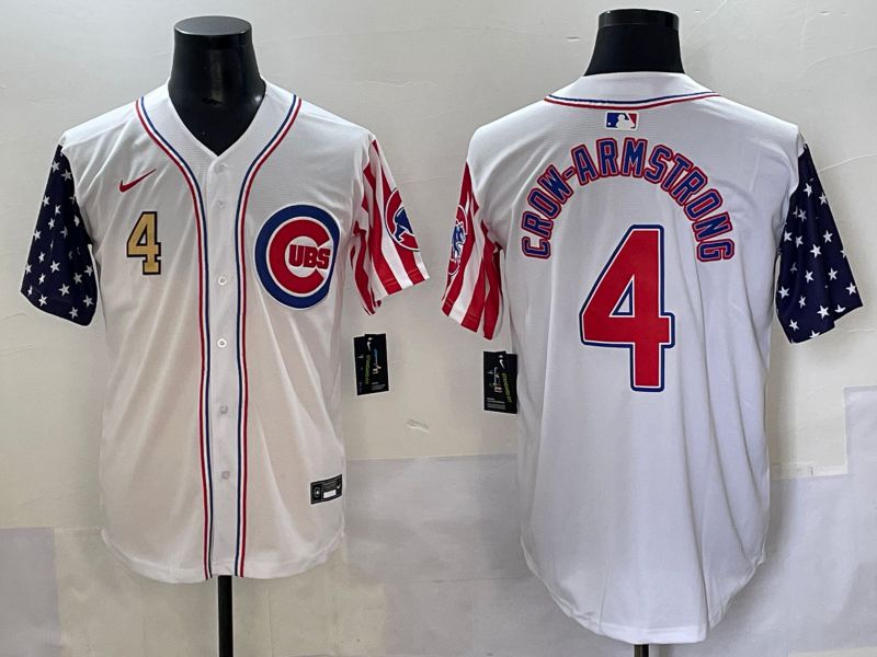 Men 2025 Chicago Cubs #4 Crow-Armstrong White a generation of national flags Joint Name Nike MLB Jersey style 3->chicago cubs->MLB Jersey
